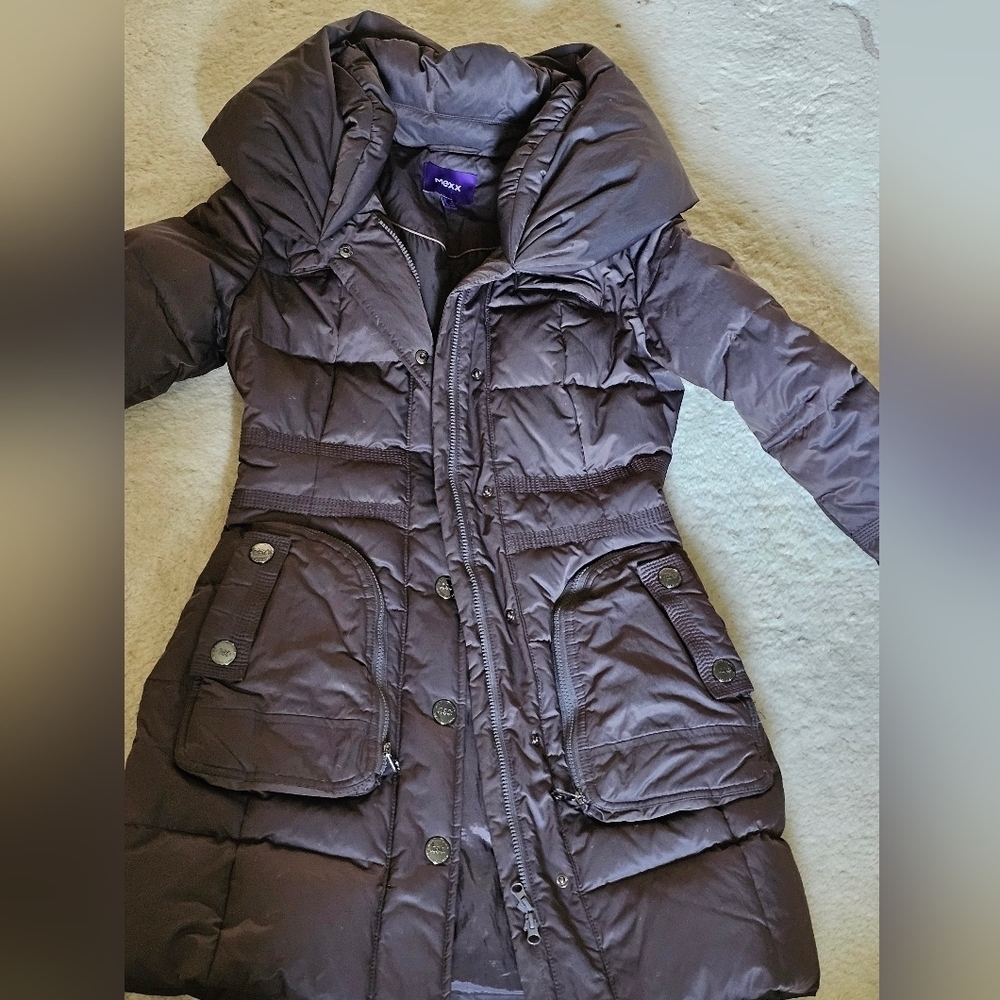 Mexx Parka Women's Winter Coat Jacket Hooded Brown Size S 38